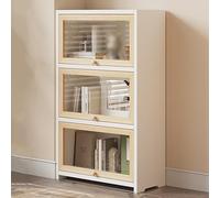 Libreria in legno massello, mobiletto industriale con porta a ribalta verso l'interno, espositore da pavimento per riporre oggetti versatili in camera da letto, ufficio, cucina, soggiorno