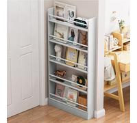 Libreria in legno massello, scaffale alto e stretto, moderno espositore verticale per organizzare libri, perfetta per piccoli spazi