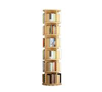 Libreria in legno massiccio girevole a 360°, libreria compatta a 6 ripiani per studenti e camere da letto, scaffale moderno per libri illustrati, design salvaspazio per piccoli spazi