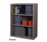 Libreria in Legno Moderna Design 3 Ripiani Bassa Scaffali Ufficio Studio Camera