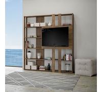 Libreria in legno Noce con pannello TV KATO L 178x204 cm
