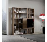 Libreria in legno Noce con porta TV KATO H 178x204 cm