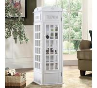 Libreria in legno per telefono, stile vintage, a 5 ripiani, da pavimento, con porta in acrilico, libreria per soggiorno, libreria, salotti e C (colore: bianco)