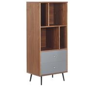 Libreria in Legno Scuro e MDF Grigio con 2 Cassetti 139 x 60 x 40 cm Richmond