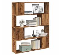 Libreria in Legno Vecchio 100x24x124, 5 cm - 4 Ripiani, Divisorio per Soggiorno o Studio, Scaffale Libri Rustico, Materiale Resistente all'Umidità, Design Elegante e Funzionale per Libri e Oggetti