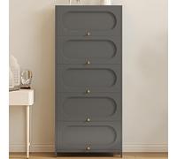 Libreria in Metallo con Ante a Ribalta, Libreria Organizer, Mobiletto Portaoggetti Indipendente, Mobiletto da Cucina con Strisce Magnetiche per Ante, Mobiletto Espositivo Moderno, Salva Spazio(Gray,60