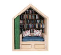 Libreria in miniatura scaffale paura ornamento delicato artigianato antistress decorazione per la casa in miniatura libreria con libri per casa ufficio legno di pino