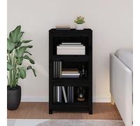 Libreria in pino massiccio nero, 50 x 35 x 97 cm, moderna scaffalatura per soggiorno, ufficio e camera da letto, elegante vetrina per spazi