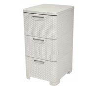 Libreria in stile Curver con tre cassetti, beige