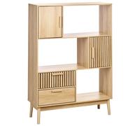 Libreria in stile scandinavo Scaffale Unità di stoccaggio Cassetti in legno chia