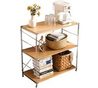 Libreria industriale con vetrina, 52 cm, in legno massello e acciaio inossidabile, multi livello, da pavimento a soffitto, in metallo, per casa e garage