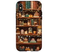 Libreria invernale Accogliente Natale Vintage Biblioteca Bookish Custodia per iPhone X/XS