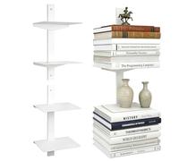 Libreria invisibile, a 4 piani, a forma di torre di libri verticali, forate a scomparsa, in metallo nascosto per la camera da letto, decorazione in ufficio, set da 2 pezzi (bianco)