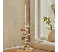 Libreria invisibile regolabile in altezza a 9 livelli, torre verticale rotante per libri, foto, opere d'arte e piante, supporto bianco moderno per la casa e l'ufficio