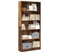 Libreria Legno Antico 80x24x176 cm in Legno Multistrato, Rustic Wood Bookshelf with 5 Shelves, Sturdy Storage Unit for Living Room & Bedroom, Vintage Style Bookcase for Books, DVDs & Decor