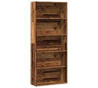 Libreria Legno Antico 80x30x189 cm in Legno Multistrato, Rustic Wood Bookshelf for Living Room & Office, Vintage Style Storage Shelf with 5 Adjustable Shelves, Sturdy & Spacious Furniture
