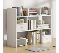 Libreria/libreria da scrivania, in legno massello, armadietto autoportante per ufficio, multiuso, organizer da sopra la scrivania, mensola organizer per dormitorio universitario (colore: bianco
