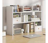 Libreria/libreria da scrivania, in legno massello, armadietto autoportante per ufficio, multiuso, organizer da sopra la scrivania, mensola organizer per dormitorio universitario (colore: bianco