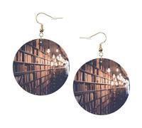 Libreria Libri Stampato Orecchini In Pelle Set Per Le Donne, 1 Paio Leggero Boemia Forato Orecchini Gioielli Regalo Per Donne Ragazze