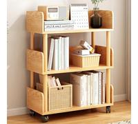 Libreria mobile a 2 ripiani su ruote, scaffale compatto in legno per piccoli spazi, perfetto per camera da letto, soggiorno e ufficio di casa, soluzioni di archiviazione, elegante e funzionale