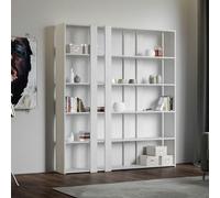 Libreria Bifacciale da Parete per Libri, DVD A Kato 6R 2 fianchi 4 fasce lunghe 178x36x h204 cm libreria bifacciale libreria arriva smontata puoi intercambiare le fasce a piacimento bianco
