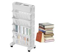 Libreria mobile - Carrello per libri a 5 livelli, multifunzione, grande memoria Rolling Cart Storage | Libreria mobile su ruote, carrello rotabile con ruote per lo studio in classe