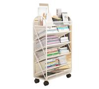 Libreria mobile con ruote, grande capacità, carrello multiuso per casa e scuola