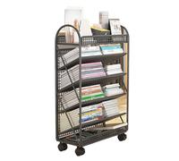 Libreria mobile con ruote - Portariviste di grande capacità, in metallo, per libri per bambini, carrello a rullo multiuso per casa e scuola