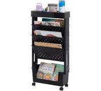 Libreria mobile con ruote, scaffale rimovibile per libri, per ufficio, scuola e casa, versatile carrello portaoggetti per riviste, file e libri