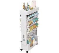 Libreria mobile da scrivania for aule, carrello multiuso a 5 livelli con ruote, organizer da scrivania for libri, portariviste, carrello portaoggetti sottile for casa, cucina, ufficio, studio, dormito