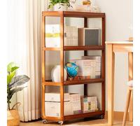 Libreria Mobile in bambù - Libreria angolare Stretta con Ruote, scaffale Moderno Indipendente per Camera da Letto, Soggiorno e Ufficio - Scaffale salvaspazio 24x70x103 cm