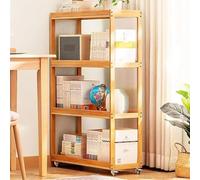Libreria Mobile in bambù - Libreria angolare Stretta su Ruote, scaffale espositivo Indipendente per Camera da Letto, Soggiorno e Ufficio, 24x70x103 cm, Soluzione Elegante e salvaspazio