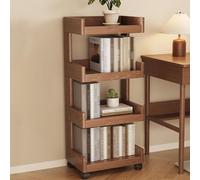 Libreria mobile in legno massello con ruote, carrello per libri a più livelli di grande capacità per casa, cucina, ufficio, lavanderia, soluzione di stoccaggio, carrello artistico