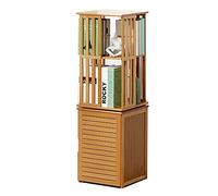 Libreria mobile rotonda girevole a 360° in legno per soggiorno e camera da letto, scaffale alto a 3 ripiani, salvaspazio, supporto angolare da pavimento, ideale per piccoli spazi