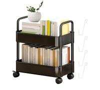 Libreria mobile - scaffale di libri a 2 strati | Facilmente per spostare il carrello 'utilità rotolante | Carrelo di stoccaggio su ruote | Libreria mobile per la casa con carrello a ruote per cuc