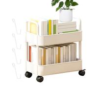 Libreria mobile - scaffale di libri a 2 strati | Facilmente per spostare il carrello 'utilità rotolante | Carrelo di stoccaggio su ruote | Libreria mobile per la casa con carrello a ruote per cuc