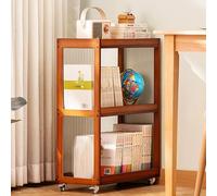 Libreria Mobile Stretta in bambù con Ruote - Libreria angolare Indipendente, scaffale espositivo Aperto per Camera da Letto, Soggiorno e Ufficio - 24x50x71 cm, Elegante e salvaspazio