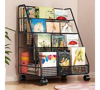 Libreria mobile su ruote, 4 ripiani, per casa, ufficio, dormitorio, aula, asilo, 40 x 28 x 60 cm, perfetta per organizzare libri e forniture