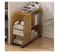 Libreria Mobile su Ruote - Carrello portaoggetti Multifunzionale in Metallo con Ruote per Libri, Giocattoli e Altro - Versatile Cestino portaoggetti Laterale da Tavolo (Colore: Oro)