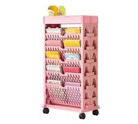 Libreria mobile su ruote girevole su due lati carrello organizer per spazi ristretti