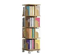 Libreria mobile su ruote in legno massello rotante libreria moderna da pavimento espositore salvaspazio per casa e ufficio elegante organizer per libri