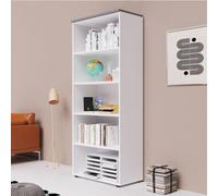 Libreria mobile ufficio in legno bianco con top cemento Armadio multiuso bagno