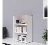 Libreria mobile ufficio in legno bianco con top in olmo Armadio multiuso bagno