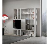 Libreria Moderna 5 Ripiani con Pannello per TV 178x36x204 cm in nobilitato Bianco