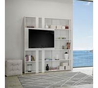 Libreria Moderna 5 Ripiani con Pannello per TV 178x36x204 cm in nobilitato Bianco