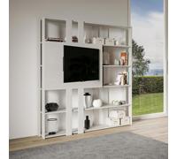Libreria Moderna 5 Ripiani con Pannello per TV 178x36x204 cm in nobilitato Bianco