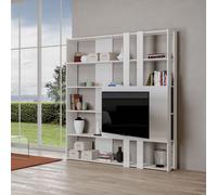 Libreria Moderna 5 Ripiani con Pannello per TV 178x36x204 cm in nobilitato Bianco