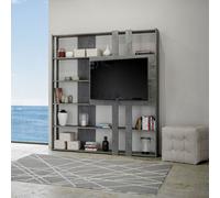 Libreria Moderna 5 Ripiani con Pannello per TV 178x36x204 cm in nobilitato Grigio