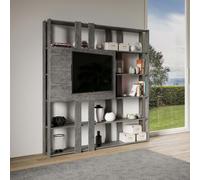 Libreria Moderna 5 Ripiani con Pannello per TV 178x36x204 cm in nobilitato Grigio