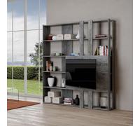 Libreria Moderna 5 Ripiani con Pannello per TV 178x36x204 cm in nobilitato Grigio